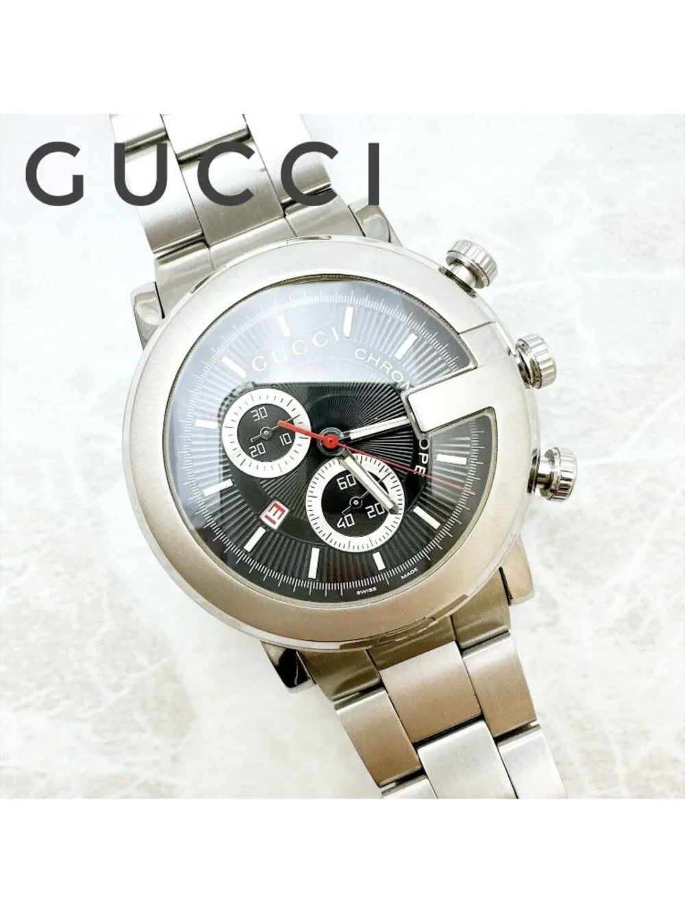 Gucci Chrono Watch Quartz Stainless Steel with Booklet